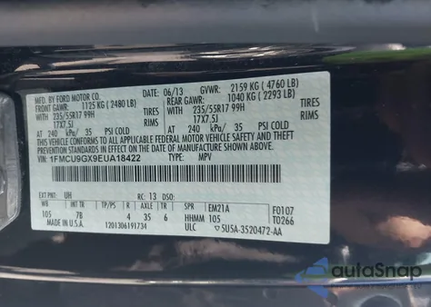 2014 Ford Escape Se from USA, damaged, VIN 1FMCU9GX9EUA18422